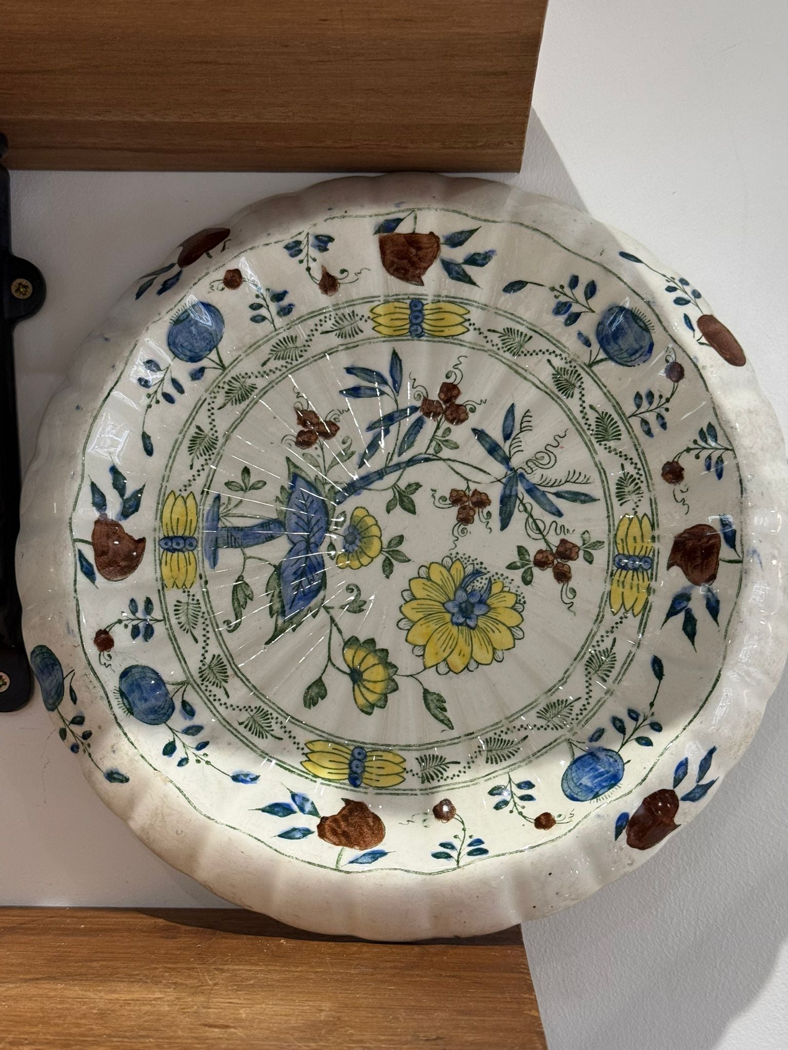 Vintage Hand-Painted Floral Ceramic Plate
