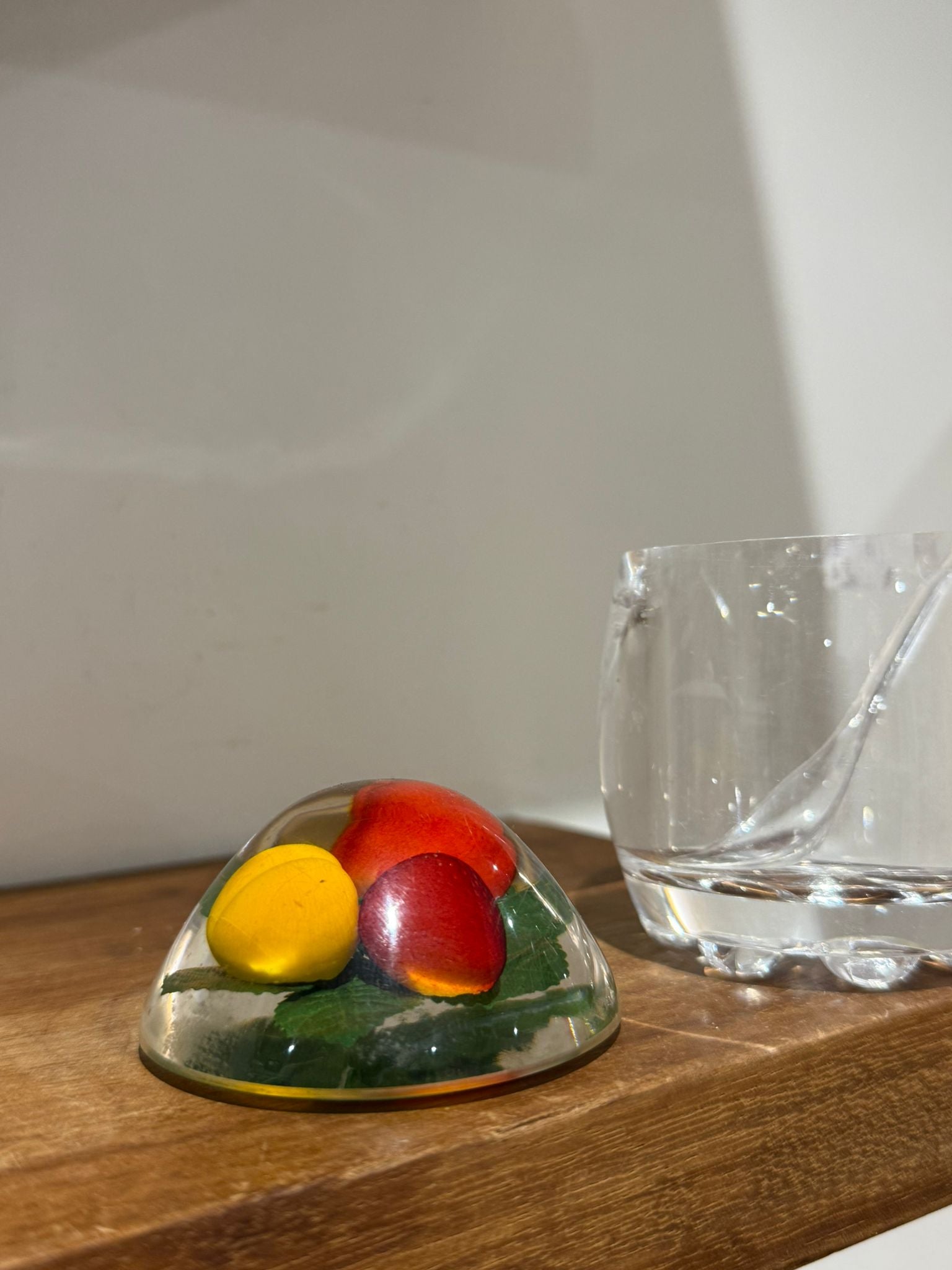 Vintage Hand-Painted Fruit Glass Preserve Pot with Spoon
