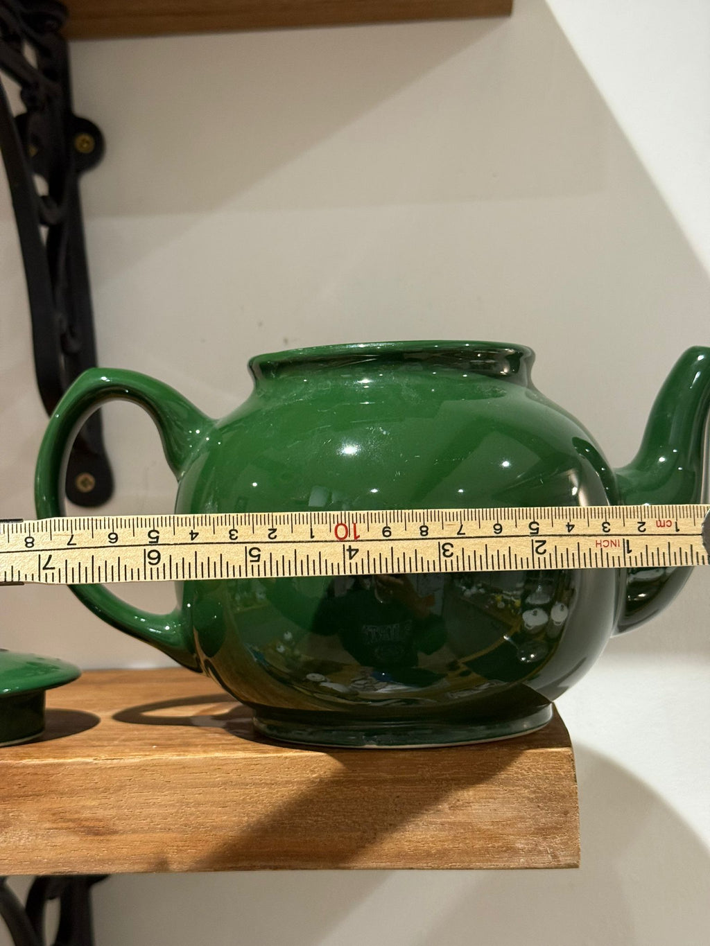 Vintage Green Glazed Ceramic Teapot