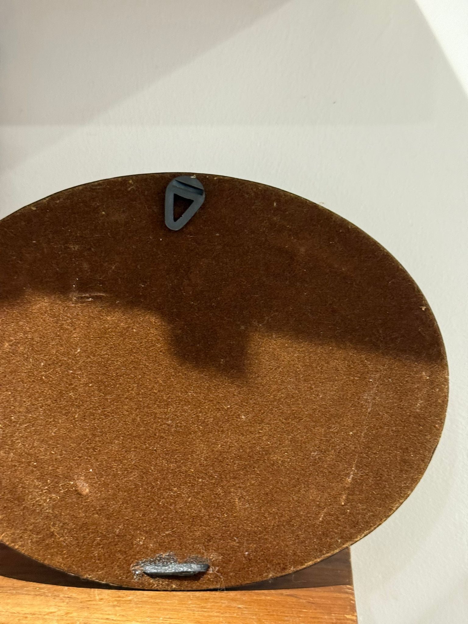 Vintage Hand Painted Cottage Relief Wall Plaque in Oval Wood Frame