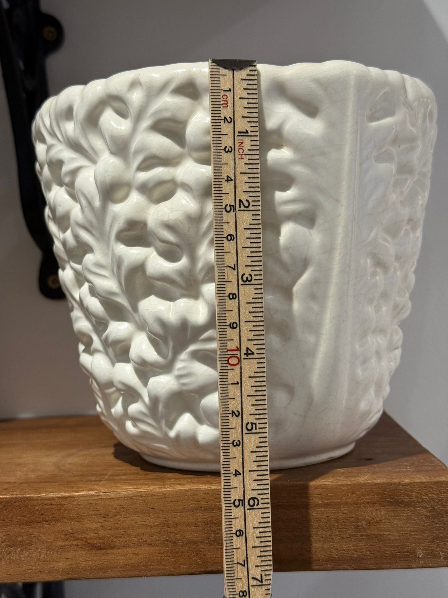 Vintage White Textured Ceramic Planter