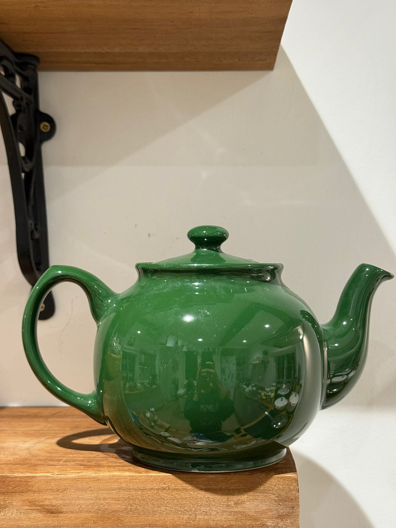 Vintage Green Glazed Ceramic Teapot
