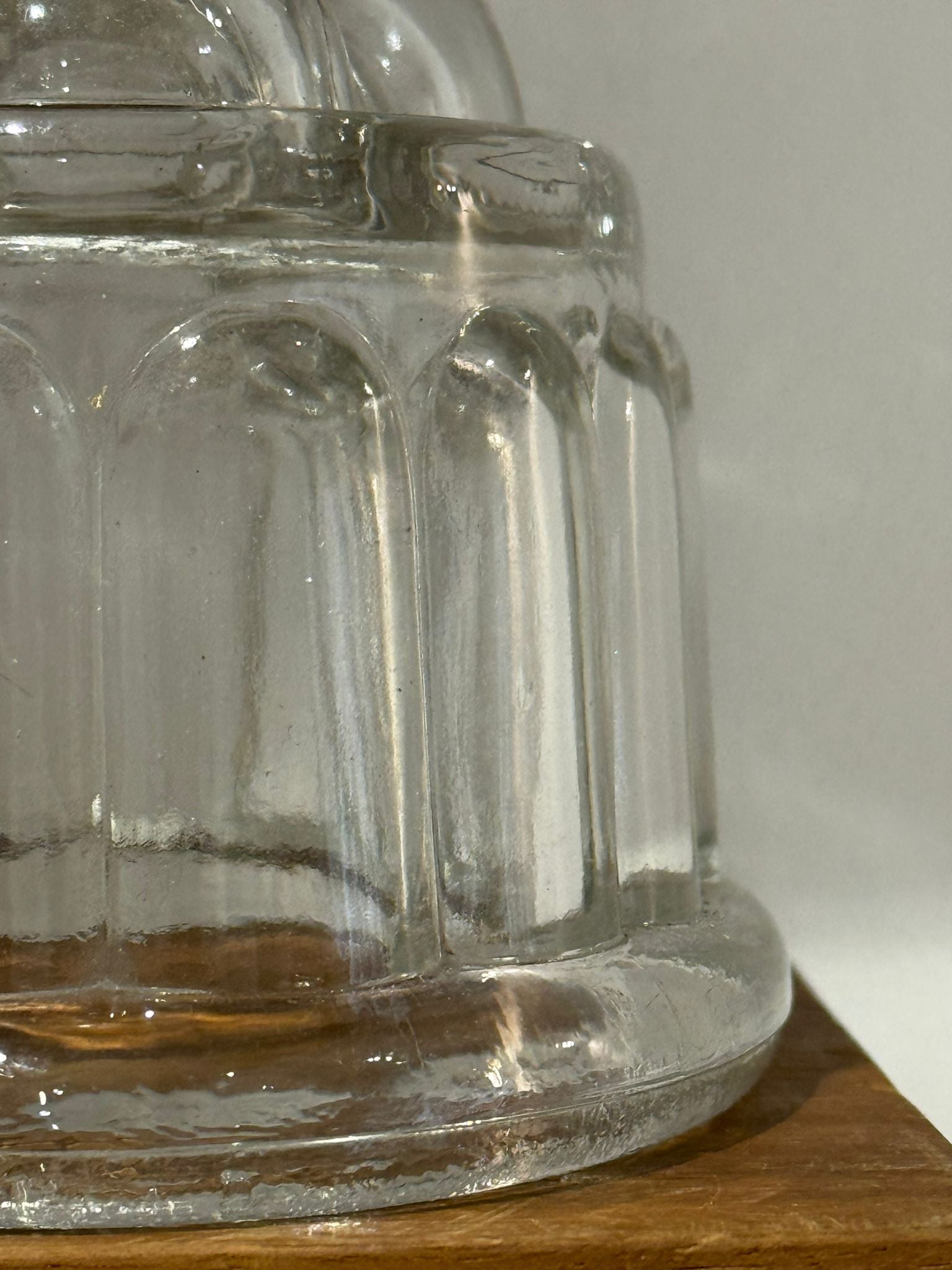 Vintage Clear Glass Jelly Mould Dome – Ribbed Bubble Design Kitchen Decor
