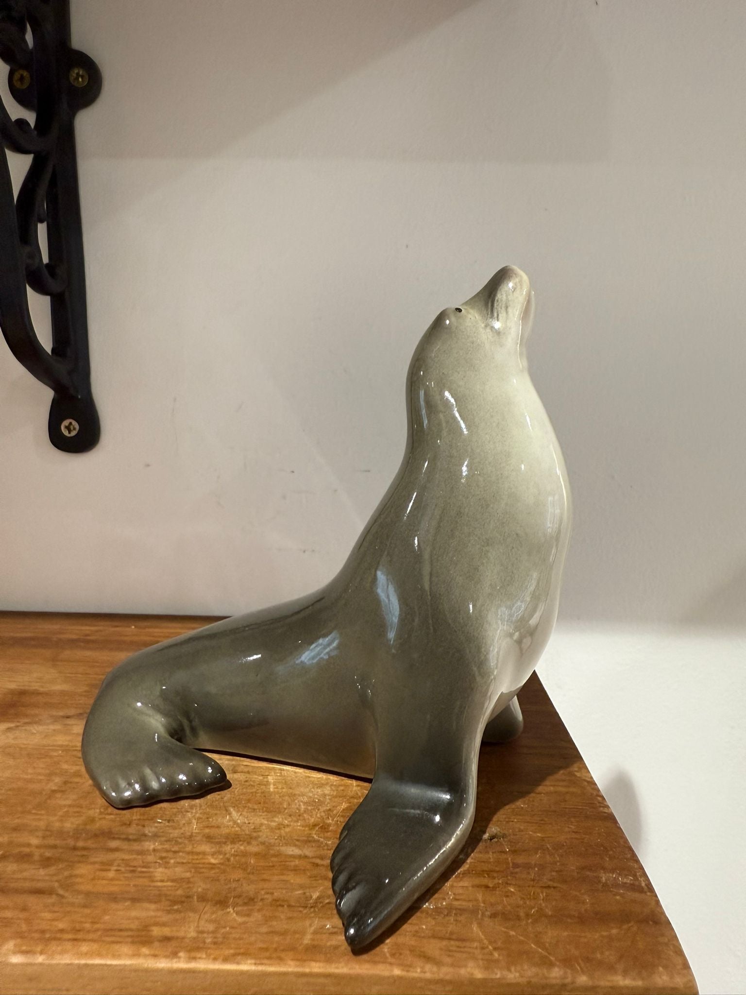 Vintage Glazed Ceramic Seal Ornament
