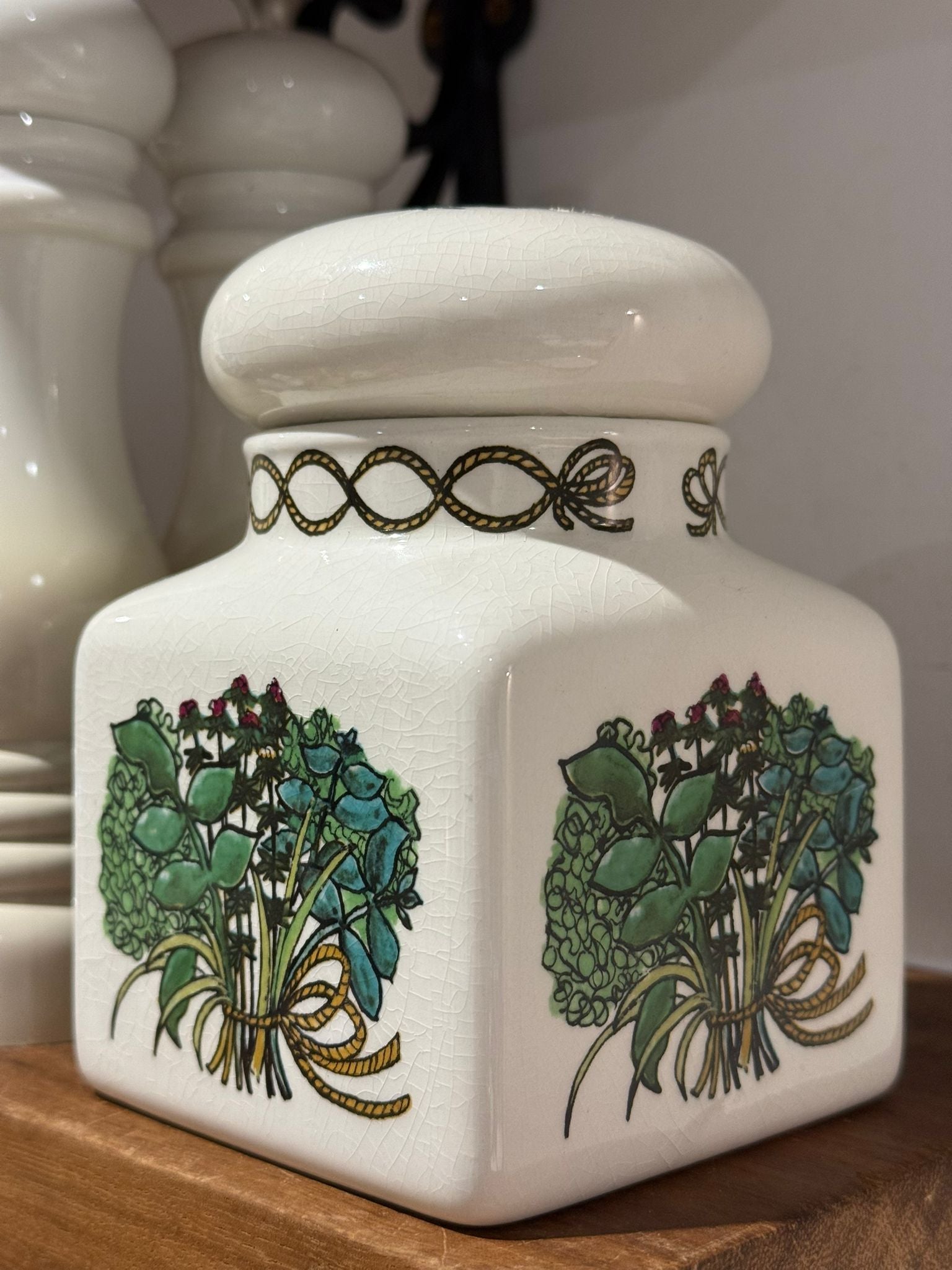 Vintage Minton Ceramic Storage Jar with Floral Motif – Made in England