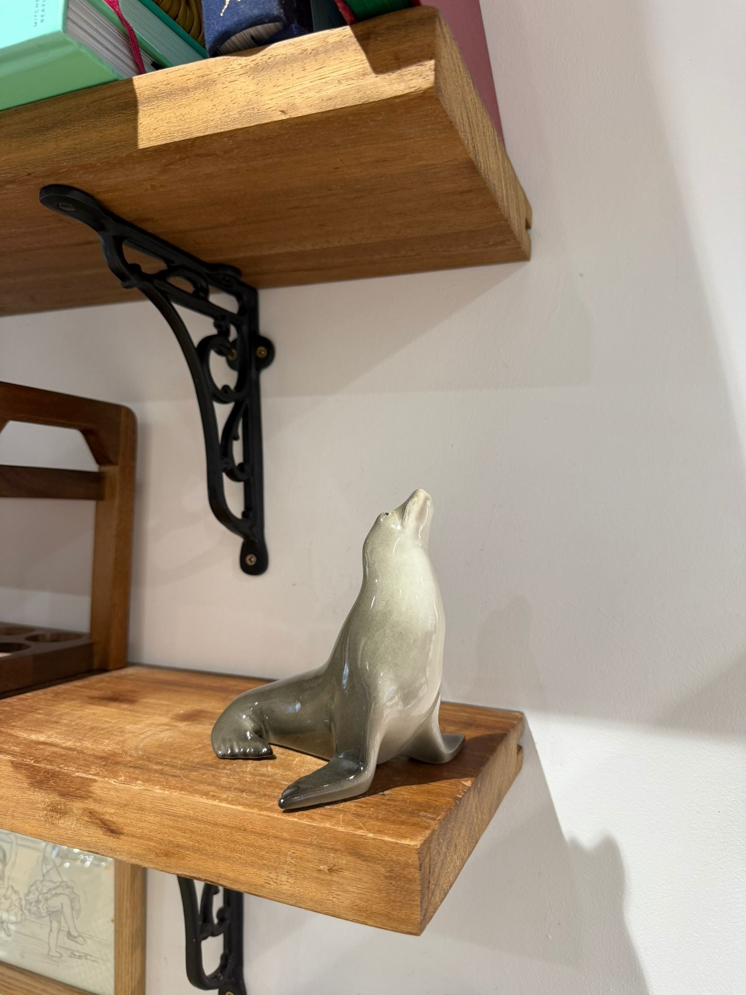 Vintage Glazed Ceramic Seal Ornament