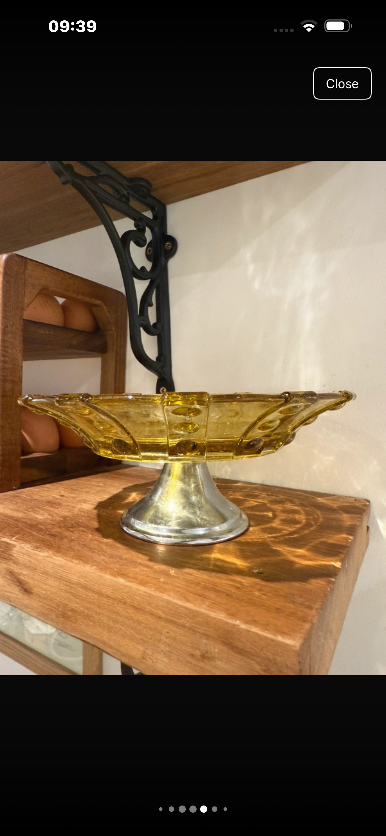 Rare Yellow Glass Food Stand