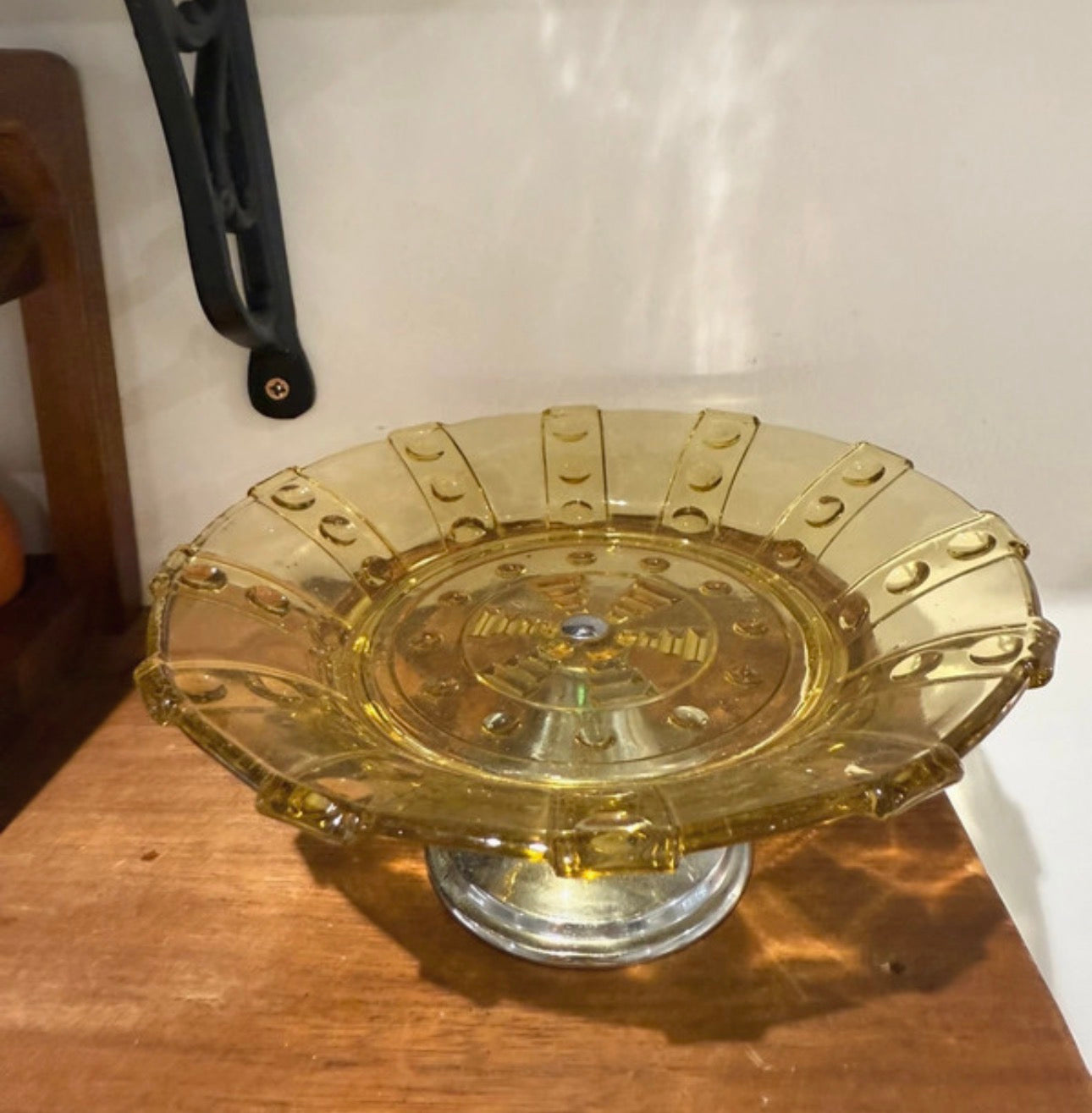 Rare Yellow Glass Food Stand