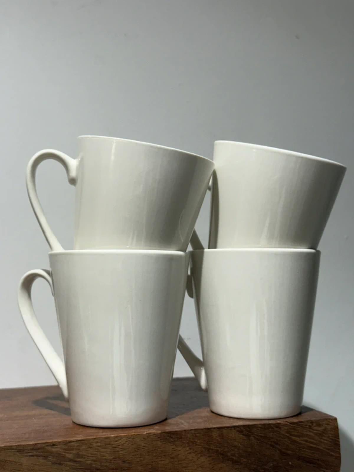 Set of brand-new white tall mugs kitchen home decor set of 4