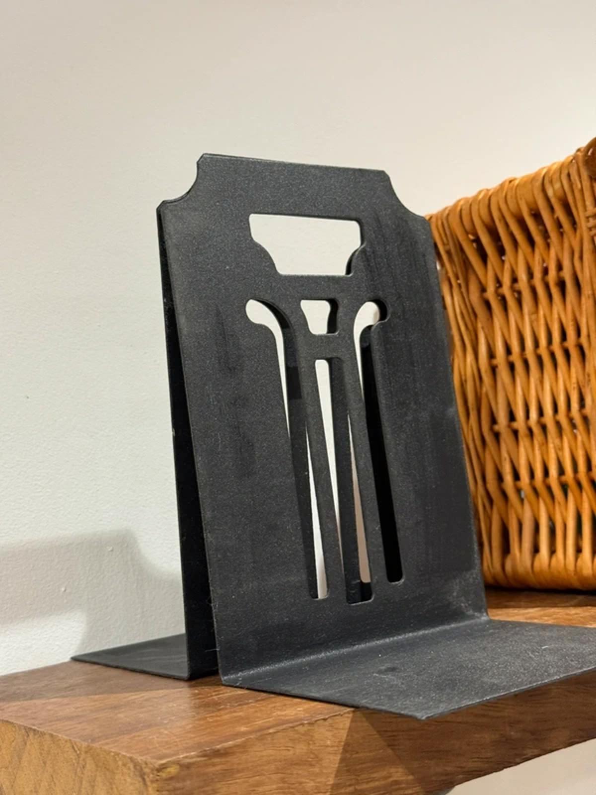 Vintage black metal bookend country home decor Greek column