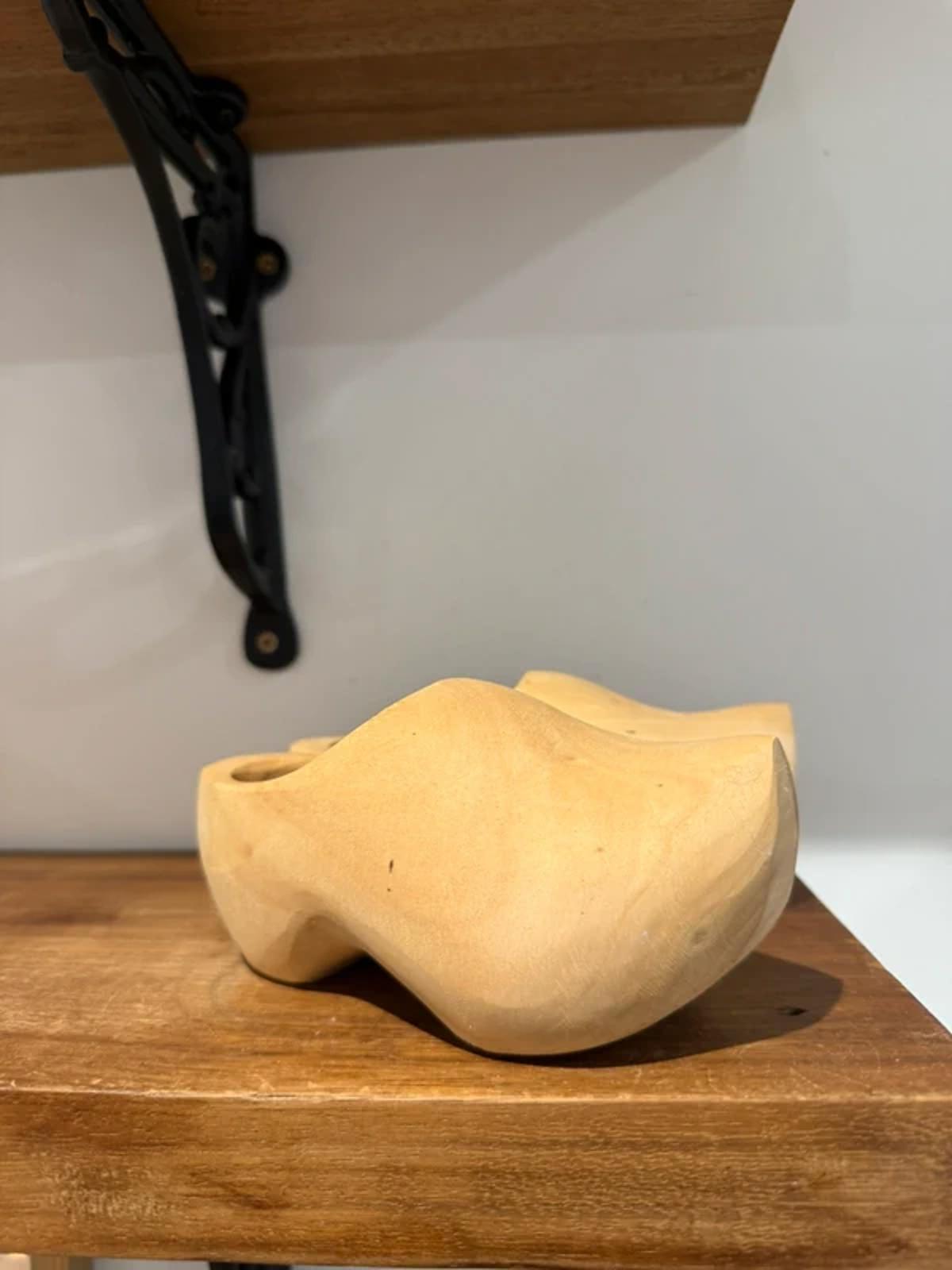 Vintage large set of wooden dutch clog shoes home decor one of a kind