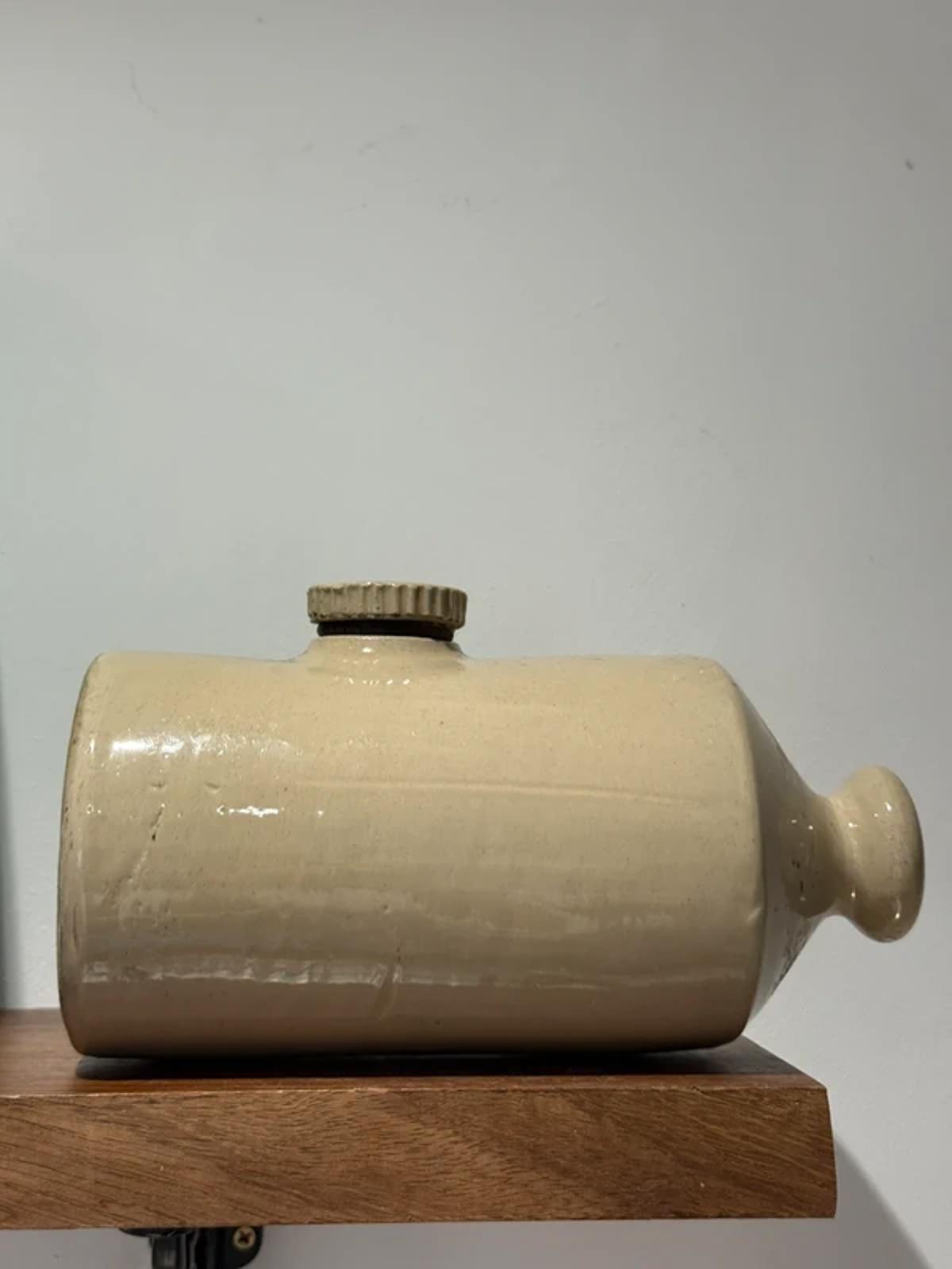 Vintage stone cream hot water bottle kitchen home decor one of a kind