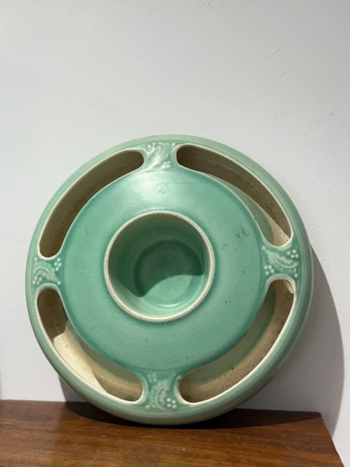 Vintage Pell green ceramic flower table decoration ashtray country home decor