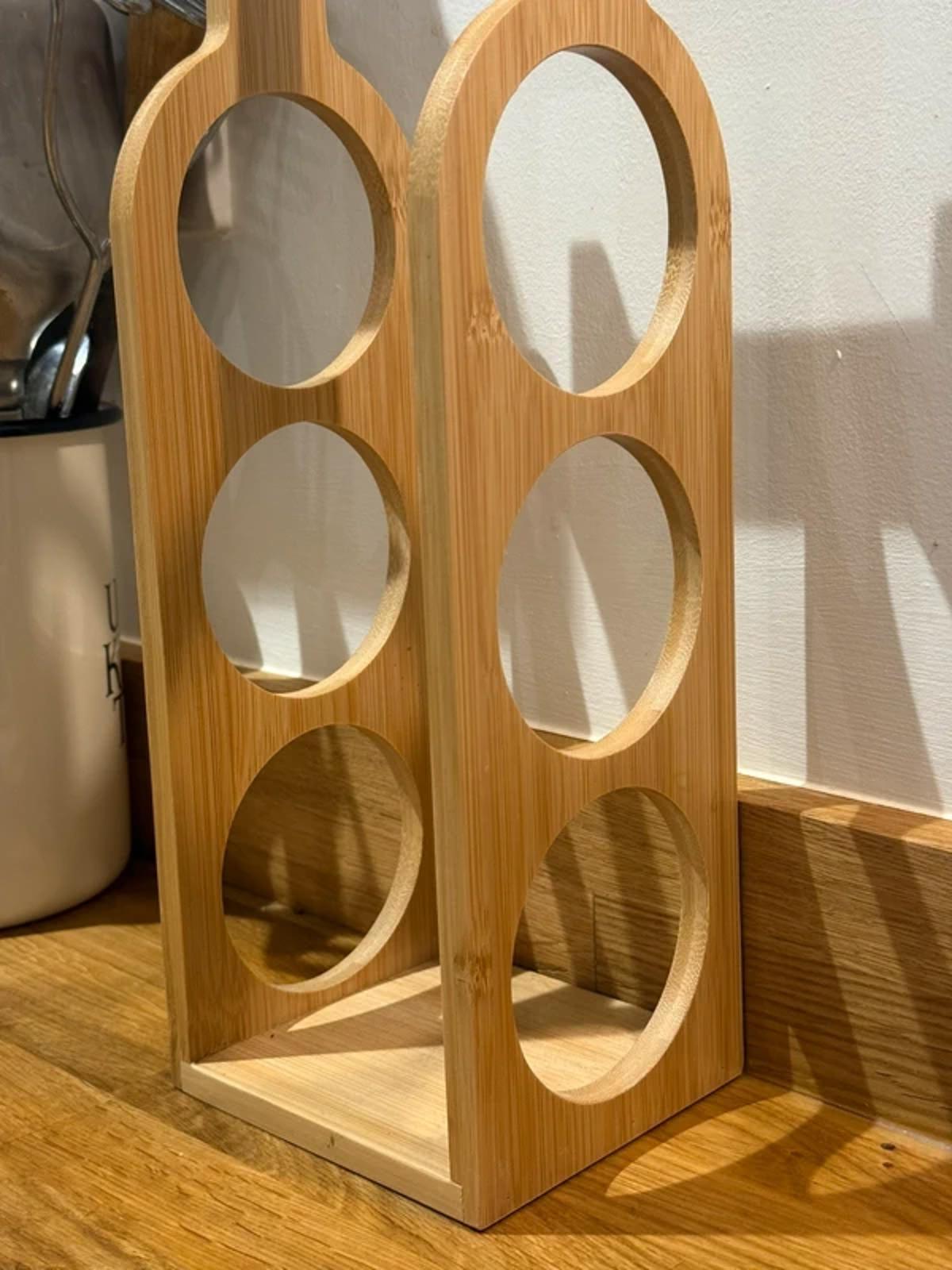 Wooden kitchen decor wine rack bottle holder one of a kind