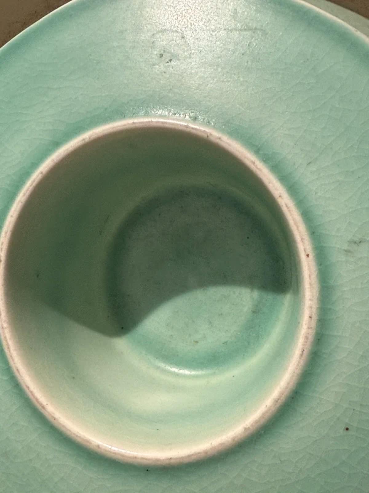 Vintage Pell green ceramic flower table decoration ashtray country home decor