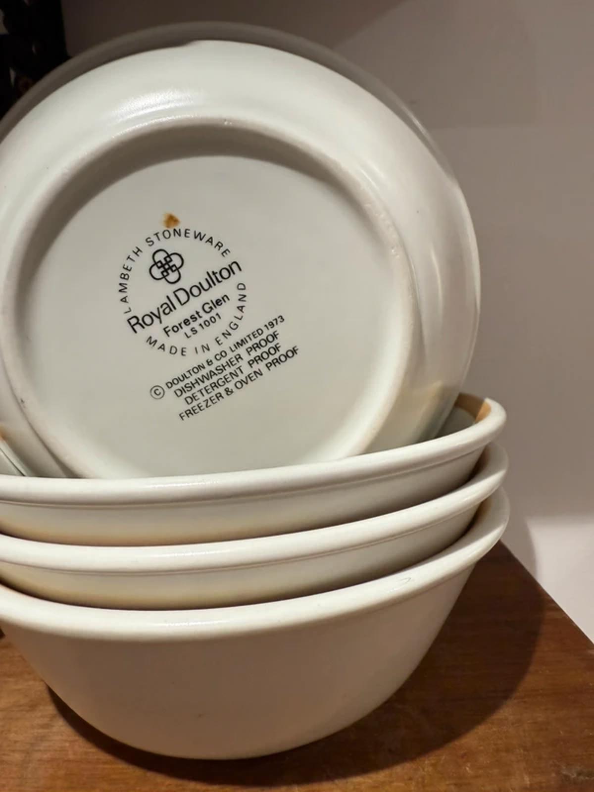 Vintage set of 4 royal doulton floral retro brown mustard set of 4 bowls