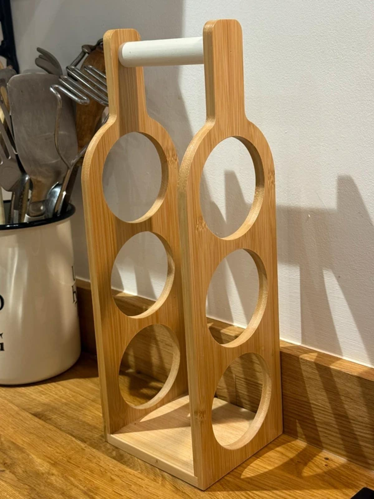 Wooden kitchen decor wine rack bottle holder one of a kind