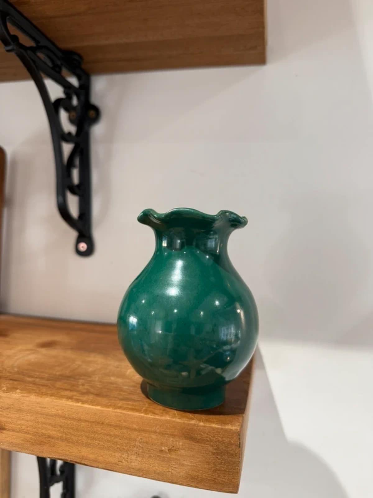 Vintage green pot one of a kind home decor country farm house pottery