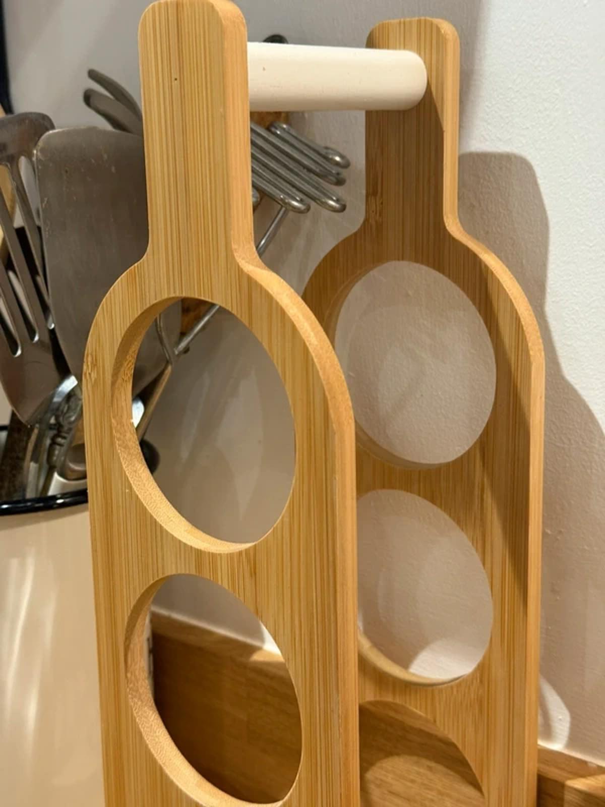 Wooden kitchen decor wine rack bottle holder one of a kind