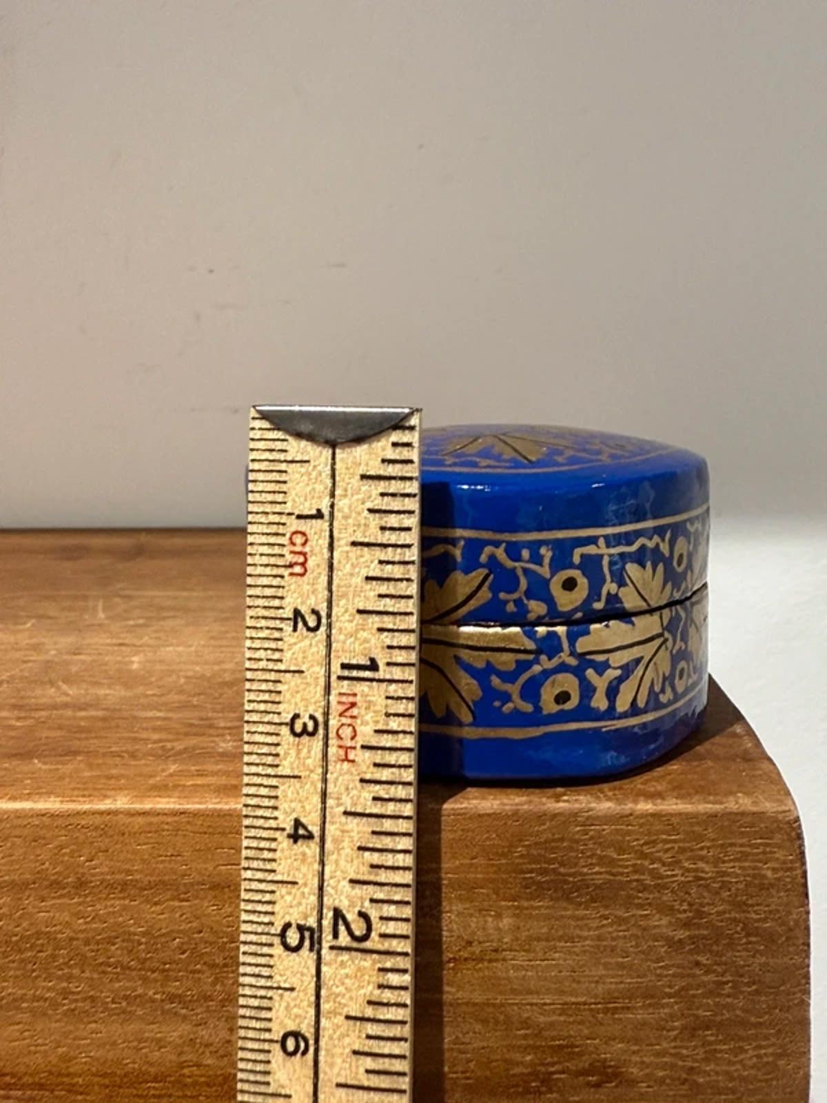 Vintage blue gold ring jewellery box home decor storage box