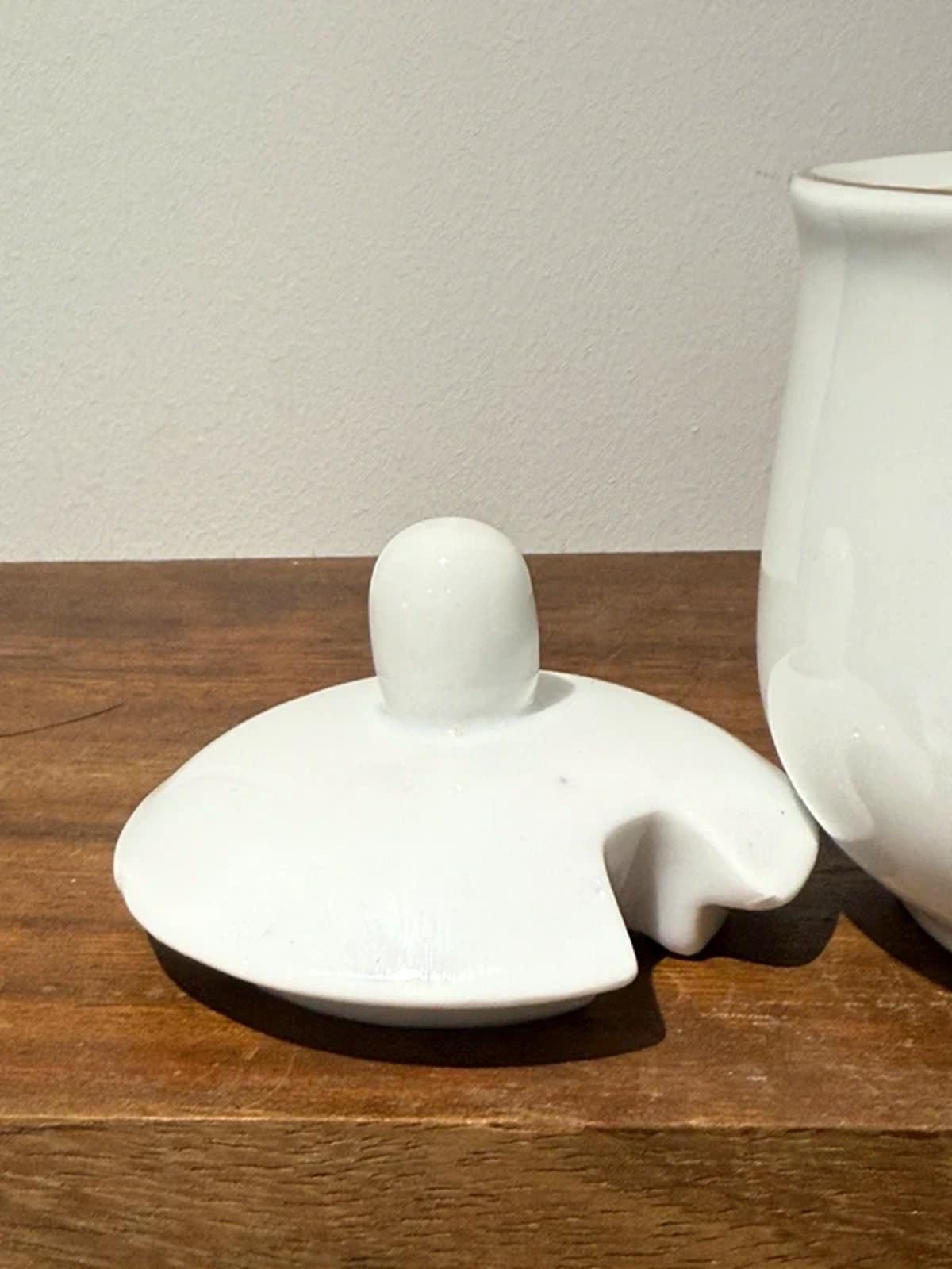 Vintage white large gold rimmed sugar bowl kitchen home decor very good condition